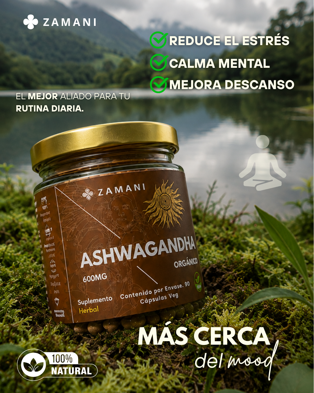 Ashwagandha Colombia Natural 600mg – 90 Cápsulas Veg